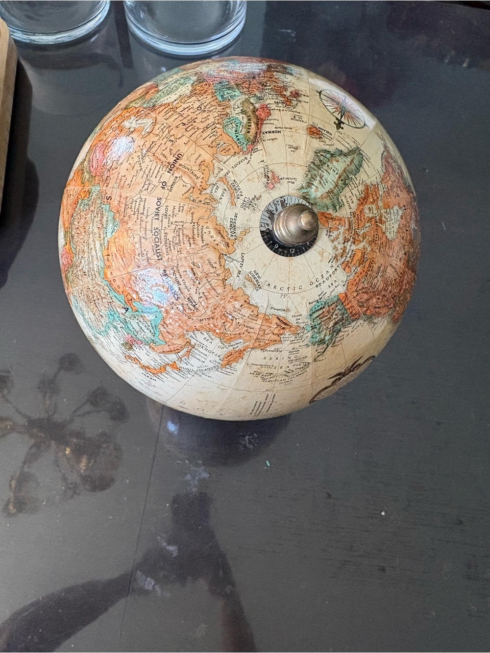 Vintage-Style Cream and Brown Decorative Globe - Home Accents - Picture 2 of 6
